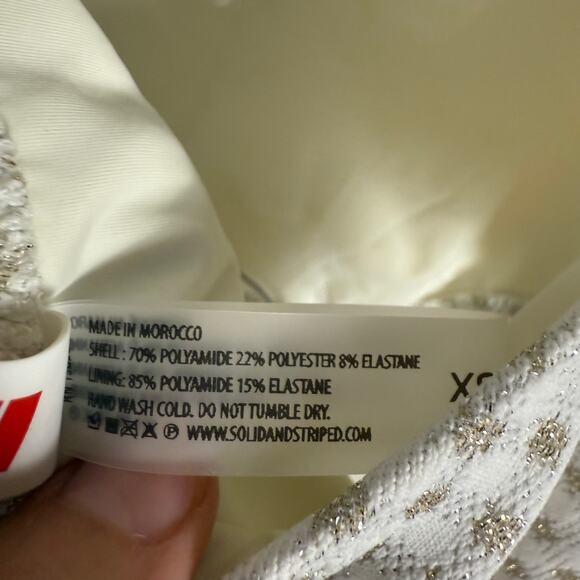 Solid & Striped Melissa One Piece Swimsuit White Metallic Lurex Gingham Size XS - Picture 13 of 14